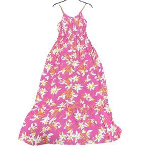 Jessica Simpson Floral Maxi Dress S Pink White Sleeveless Tiered Cottage Party